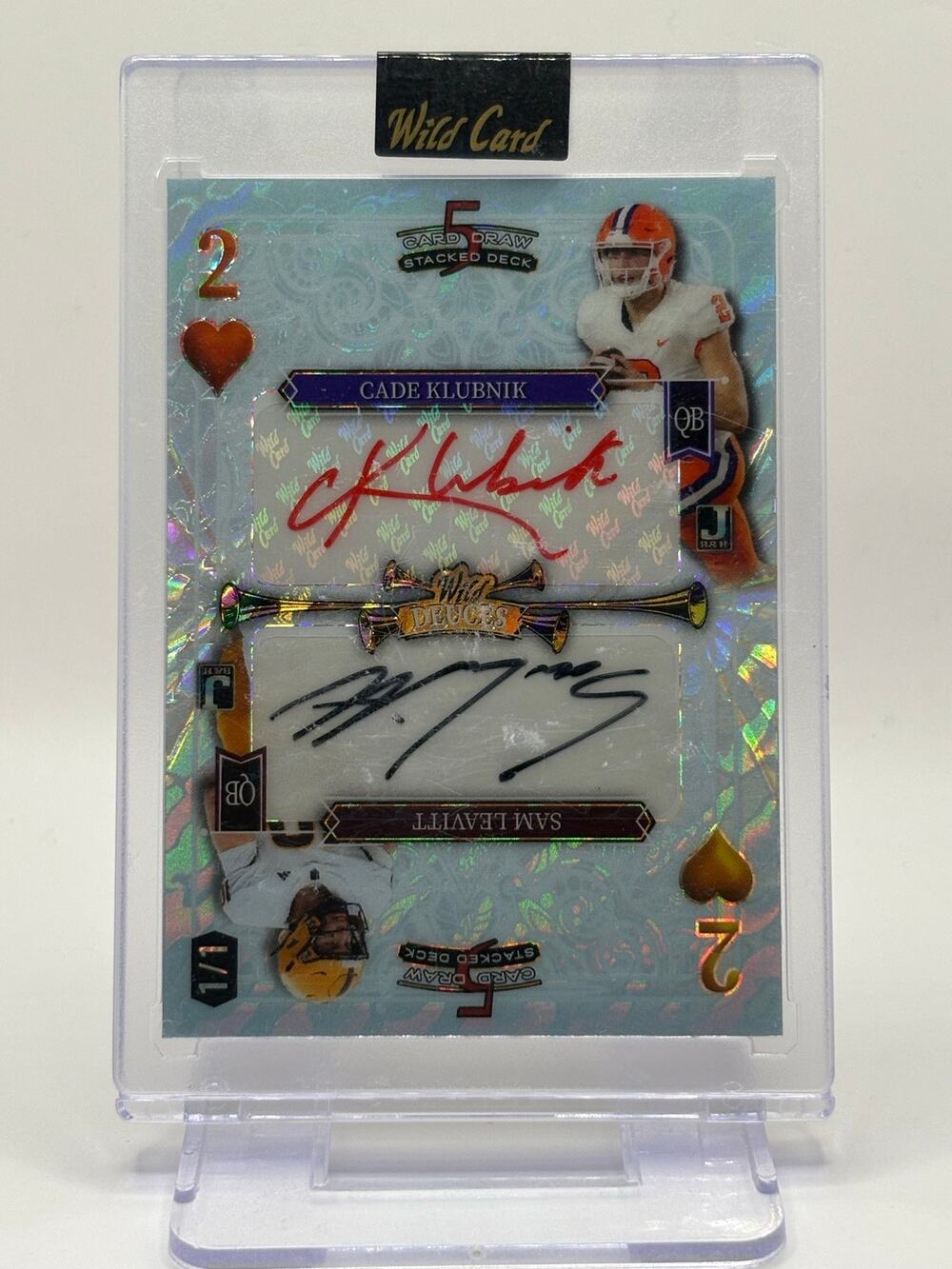 2024 Wild Card Deuces 5 Card Draw Cade Klubnik Sam Leavitt Dual Auto 1/1 SSP